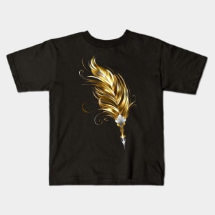 Gold feather pen Kids T-Shirt